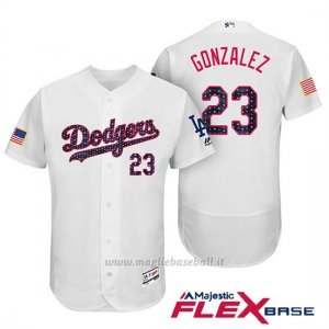 Maglia Baseball Uomo Los Angeles Dodgers 2017 Estrellas y Rayas Adrian Gonzalez Bianco Flex Base