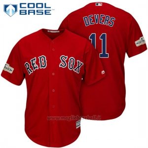 Maglia Baseball Uomo Boston Red Sox 2017 Postseason 11 Rafael Devers Scarlet Cool Base