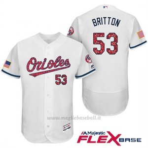 Maglia Baseball Uomo Baltimore Orioles 2017 Estrellas Y Rayas 53 Zach Britton Bianco Flex Base