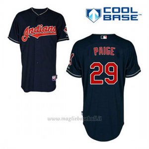 Maglia Baseball Uomo Cleveland Indians Satchel Paige 29 Blu Alterner Cool Base