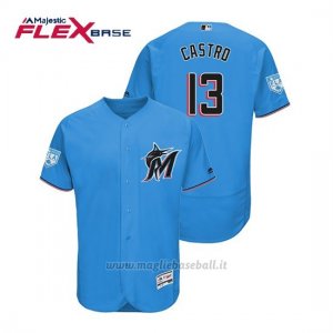 Maglia Baseball Uomo Miami Marlins Starlin Castro Flex Base Entrenamiento De Primavera 2019 Blu