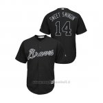 Maglia Baseball Hombre Atlanta Braves 14 Matt Joyce 2019 Players Weekend Sweet Swingin' Replica Nero
