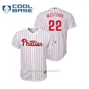 Maglia Baseball Bambino Philadelphia Phillies Andrew Mccutchen Cool Base Replica 1ªBlanco