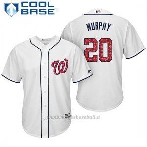 Maglia Baseball Uomo Washington Nationals 2017 Estrellas y Rayas Daniel Murphy Bianco Cool Base