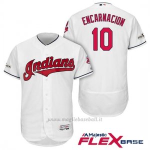 Maglia Baseball Uomo Cleveland Indians 2017 Postseason Edwin Encarnacion Bianco Flex Base