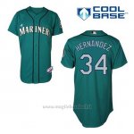 Maglia Baseball Uomo Seattle Mariners Felix Hernandez 34 Teal Verde Alterner Cool Base