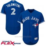 Maglia Baseball Uomo Toronto Blue Jays Troy Tulowitzki 2 Blu Flex Base Autentico Collezione Giocatore