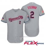 Maglia Baseball Uomo Kansas City Royals 2017 Estrellas y Rayas Alcides Escobar Grigio Flex Base
