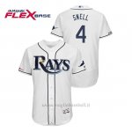 Maglia Baseball Uomo Tampa Bay Rays Blake Snell 150th Aniversario Patch Flex Base Bianco