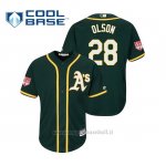 Maglia Baseball Uomo Oakland Athletics Matt Olson Cool Base Entrenamiento De Primavera 2019 Verde