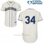 Maglia Baseball Uomo Seattle Mariners Felix Hernandez 34 Crema Alterner Cool Base