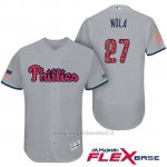 Maglia Baseball Uomo Philadelphia Phillies 2017 Estrellas y Rayas Aaron Nola Grigio Flex Base