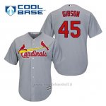 Maglia Baseball Uomo St. Louis Cardinals Bob Gibson 45 Grigio Cool Base