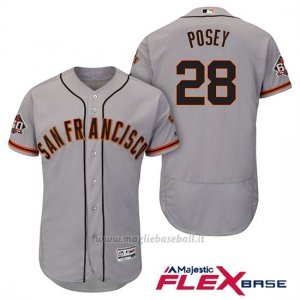 Maglia Baseball Uomo San Francisco Giants Buster Posey Grigio 60th Season Flex Base