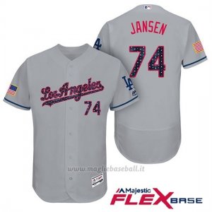 Maglia Baseball Uomo Los Angeles Dodgers 2017 Estrellas y Rayas Kenley Jansen Grigio Flex Base