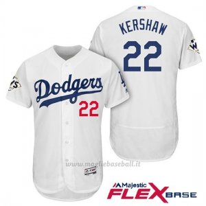 Maglia Baseball Uomo Los Angeles Dodgers 2017 World Series Clayton Kershaw Bianco Flex Base