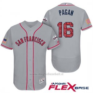 Maglia Baseball Uomo San Francisco Giants 2017 Estrellas y Rayas Angel Pagan Grigio Flex Base