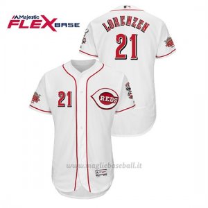 Maglia Baseball Uomo Cincinnati Reds Michael Lorenzen 150th Aniversario Patch Flex Base Bianco