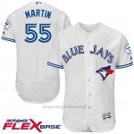 Maglia Baseball Uomo Toronto Blue Jays Russell Martin 55 Bianco Flex Base Autentico Collezione 40 Anniversario