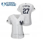 Maglia Baseball Donna New Y Ork Yankees 27 Giancarlo Stanton 2019 Postseason Cool Base Bianco