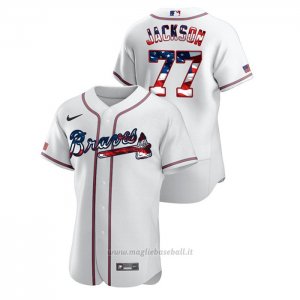 Maglia Baseball Uomo Atlanta Braves Luke Jackson 2020 Stars & Stripes 4th of July Bianco