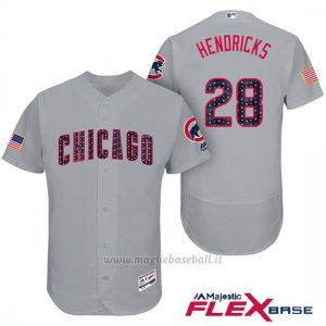 Maglia Baseball Uomo Chicago Cubs 2017 Estrellas y Rayas Cubs 28 Kyle Hendricks Grigio Flex Base