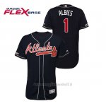 Maglia Baseball Uomo Atlanta Braves Ozzie Albies 150th Aniversario Patch Autentico Flex Base Blu