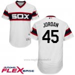 Maglia Baseball Uomo Chicago White Sox Michael Jordan 45 Majestic Autentico Collezione Flex Base Bianco Giocatore