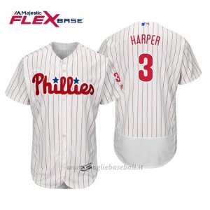 Maglia Baseball Uomo Philadelphia Phillies Bryce Harper Flex Base Autentico Collezione 1ªBianco
