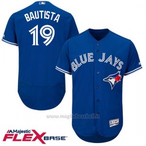 Maglia Baseball Uomo Toronto Blue Jays Jose Bautista 19 Blu Flex Base Autentico Collezione Giocatore