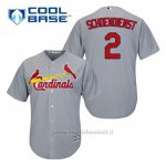 Maglia Baseball Uomo St. Louis Cardinals Rosso Schoendienst 2 Grigio Cool Base