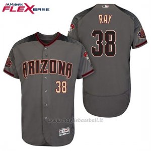 Maglia Baseball Uomo Arizona Diamondbacks 38 Robbie Ray Grigio Nero 20 Anniversario Flex Base