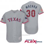 Maglia Baseball Uomo Texas Rangers 2017 Estrellas y Rayas Nomar Mazara Grigio Flex Base