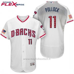 Maglia Baseball Uomo Arizona Diamondbacks 2017 Estrellas y Rayas 11 A.j. Pollock Bianco Flex Base