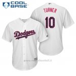 Maglia Baseball Uomo Los Angeles Dodgers 2017 Estrellas y Rayas Justin Turner Bianco Cool Base
