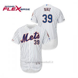 Maglia Baseball Uomo New York Mets Edwin Diaz 150th Aniversario Patch Autentico Flex Base Bianco
