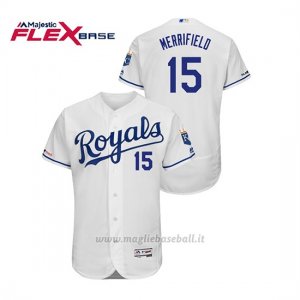 Maglia Baseball Uomo Kansas City Royals Whit Merrifield 150th Aniversario Patch Flex Base Bianco