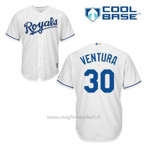 Maglia Baseball Uomo Kansas City Royals Yordano Ventura 30 Bianco 1ªCool Base