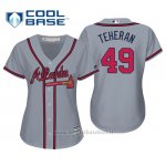 Maglia Baseball Donna Atlanta Braves Julio Teheran Cool Base Majestic Road 2019 Grigio