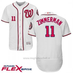 Maglia Baseball Uomo Washington Nationals Ryan Zimmerman Autentico Collezione Flex Base Bianco