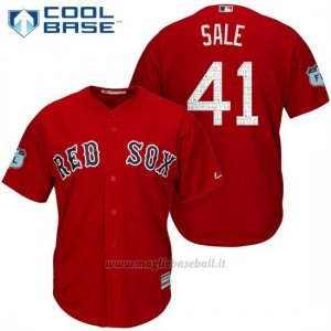 Maglia Baseball Uomo Boston Red Sox 41 Chris Sale Rosso 2017 Allenamento Primaverile Cool Base Giocatore