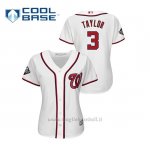 Maglia Baseball Donna Washington Nationals 3 Michael A. Tayl Or 2019 World Series Bound Cool Base Bianco