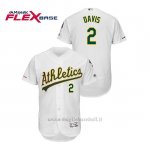 Maglia Baseball Uomo Oakland Athletics Khris Davis 150th Aniversario Patch Autentico Flex Base Bianco
