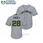 Maglia Baseball Uomo San Francisco Giants Buster Posey 2018 Dia de los Caidos Cool Base Grigio