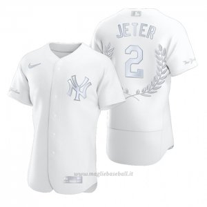 Maglia Baseball Uomo New York Yankees Derek Jeter Award Collection Hall Of Fame Bianco