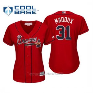 Maglia Baseball Donna Atlanta Braves Greg Maddux Cool Base Majestic Alternato 2019 Rosso