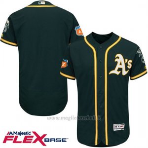 Maglia Baseball Uomo Oakland Athletics Blank Verde Flex Base Autentico Collezione Allenamento Primaverile