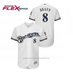 Maglia Baseball Uomo Milwaukee Brewers Ryan Braun 150th Aniversario Patch Autentico Flex Base Bianco
