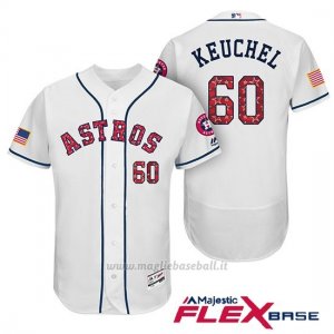 Maglia Baseball Uomo Houston Astros 2017 Estrellas y Rayas Dallas Keuchel Bianco Flex Base