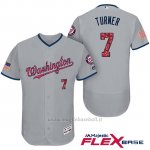 Maglia Baseball Uomo Washington Nationals 2017 Estrellas y Rayas Trea Turner Grigio Flex Base